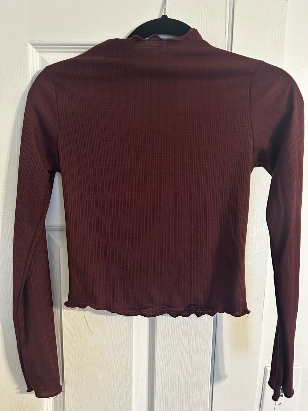Olivia Rae Ribbed Mock Neck Long Sleeve Top in Wine